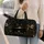 Black Cat Brushing Teeth Vintage Gothic Overnight Travel Gift for Halloween Lovers Quilted Weekend Bag - 2