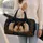 Black Guardian Angel Holly And Gold Wings For Christmas Travel, Retreats And Gift Giving Quilted Weekend Bag - 2