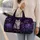 Silver Tabby Kitten In Midnight Purple Floral Garden For Travel And Pet Lover Gifts Quilted Weekend Bag - 2