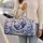 Blue And White Ceramic Rooster With Floral Vines For Vintage Travel And Gift Giving Quilted Weekend Bag - 2