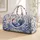 Blue And White Ceramic Rooster With Floral Vines For Vintage Travel And Gift Giving Quilted Weekend Bag - 1