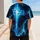 Luminous Blue Cross With Lightning Storm Clouds For Christian Night Worship Wear Baseball Jersey - 5