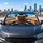 Pug Driving Classic Roadster Desert Road Trip Adventure For Dog Lovers Car Sunshade - 6
