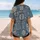 Vintage Slate Blue Floral Tile Motifs For Summer Parties And Retro Streetwear Style Baseball Jersey - 7
