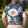 Teal Tropical Daisy Floral Resort Style For Summer Beach Vacation Weekend Wear Men Men's Polo Shirt - 5