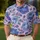 Blue Rose Floral Garden Style For Summer Vacation Beach Parties And Casual Weekend Wear Men's Polo Shirt - 4