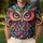 Colorful Jewel Toned Owl With Bright Eyes For Casual Nights, Festivals And Nature Lovers Men's Polo Shirt - 4