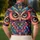 Colorful Jewel Toned Owl With Bright Eyes For Casual Nights, Festivals And Nature Lovers Men's Polo Shirt - 5