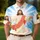 Jesus With Halo And Cloud For Church Gatherings, Faith Gifts And Casual Summer Wear Men's Polo Shirt - 4