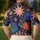 Mid Century Abstract Night Garden Starbursts For Retro Casual Summer Vacation Style Men's Polo Shirt - 5