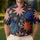 Mid Century Abstract Night Garden Starbursts For Retro Casual Summer Vacation Style Men's Polo Shirt - 4