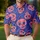 Coral Pink Skulls On Cobalt Blue For Beach Trips, Parties And Casual Streetwear Looks Men's Polo Shirt - 4