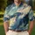 Teal Ivory Abstract Feather Waves For Coastal Vacations Golf And Resort Wear Men Men's Polo Shirt - 4