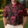 Crimson Gothic Skull Lattice For Halloween Concert Nights And Alternative Style Men's Polo Shirt - 4