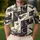 Black And Ivory Halloween Patchwork Bats Pumpkins Moons For Gothic Party Style Lovers Men's Polo Shirt - 4
