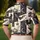 Black And Ivory Halloween Patchwork Bats Pumpkins Moons For Gothic Party Style Lovers Men's Polo Shirt - 5