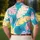 Turquoise Tropical Banana And Monstera Leaves For Men's Beach Resort Vacation Style Men's Polo Shirt - 5