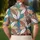 Turquoise Botanical Rosette Lattice For Resort Travel And Casual Weekend Wear For Men Men's Polo Shirt - 5