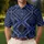 Blue Black Western Geometric Lattice For Ranchwear Nights And Casual Outings Men's Polo Shirt - 4
