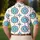 Turquoise Botanical Rosette Tile for Resort Travel, Golf, and Smart Casual Menswear Men's Polo Shirt - 5