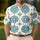 Turquoise Botanical Rosette Tile for Resort Travel, Golf, and Smart Casual Menswear Men's Polo Shirt - 4