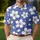 Blue And White Tropical Floral Coastal Style For Beach Vacations And Resort Weekends Men's Polo Shirt - 4