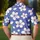 Blue And White Tropical Floral Coastal Style For Beach Vacations And Resort Weekends Men's Polo Shirt - 5