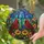 Cardinal Birds Under Blue Umbrella Stained Glass Garden Gift for Bird Lovers Stained Glass Suncatcher - 2