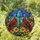 Cardinal Birds Under Blue Umbrella Stained Glass Garden Gift for Bird Lovers Stained Glass Suncatcher - 1