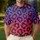 Blue Red Leopard Spots Casual Resort Wear For Men Men's Polo Shirt - 4