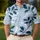 Blue Teal Botanical Leaf Motif For Beach Vacations, Resort Wear And Casual Dates Men's Polo Shirt - 4