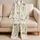 Cute Sage Green Rabbit and Carrot Motifs for Spring Summer Relaxing at Home Women Satin Pajamas Set - 5