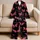 Pink Butterflies on Black for Cozy Home Lounging and Relaxed Evening Wear for Women Satin Pajamas Set - 5
