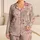 White Leopard Cherry Blossom Blush Botanical Loungewear Gift for Women and Teens Satin Pajamas Set - 1