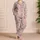 White Leopard Cherry Blossom Blush Botanical Loungewear Gift for Women and Teens Satin Pajamas Set - 4