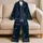 Antique Gold Crescent Moon And Star Celestial Motifs For Cozy Evening Lounging Satin Pajamas Set - 5