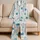 Teal Blue Poppy And Rose Botanical Meadow For Boho Sleepwear And Relaxed Weekend Style Satin Pajamas Set - 5