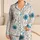 Teal Blue Poppy And Rose Botanical Meadow For Boho Sleepwear And Relaxed Weekend Style Satin Pajamas Set - 1
