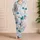 Teal Blue Poppy And Rose Botanical Meadow For Boho Sleepwear And Relaxed Weekend Style Satin Pajamas Set - 4