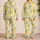 Cheerful Lemon Citrus And Blue Flowers For Summer Lounging And Relaxed Sleepwear Gifts Satin Pajamas Set - 2