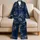 Storybook Girl And Black Cat Moonlit Starry City For Book Lovers And Halloween Fans Satin Pajamas Set - 5