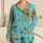Whimsical Atlantic Ocean Map With Whale Dolphins and Boats for Beach Travel Lovers Satin Pajamas Set - 1