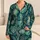 Teal Tropical Monstera Palm Leaves For Resort Sleepwear And Vacation Lounging Satin Pajamas Set - 1