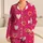 Raspberry Pink Ivory And Gold Hearts for Valentine’s Day Cozy Lounging Gifts for Women Satin Pajamas Set - 1
