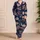 Midnight Navy Embroidered Wildflower Motifs for Cozy Bedtime Vintage Floral Lovers Satin Pajamas Set - 4