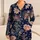 Midnight Navy Embroidered Wildflower Motifs for Cozy Bedtime Vintage Floral Lovers Satin Pajamas Set - 1