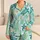 Watercolor Sea Turtle Kelp And Starfish Ocean Motifs For Tropical Vacation Women Satin Pajamas Set - 1