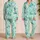 Watercolor Sea Turtle Kelp And Starfish Ocean Motifs For Tropical Vacation Women Satin Pajamas Set - 2