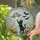 Curious Black Cat Reaching Toward UFO Under Halloween Moon for Gothic Cat Homes Stained Glass Suncatcher - 2
