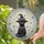 Black Cat Witch on Crescent Moon Halloween Cat Lover Decor Stained Glass Suncatcher - 2